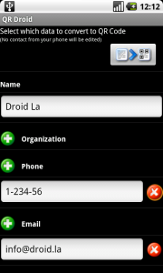 QR Droid Zapper | Share your QR contact-card optically with one click